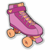 Lesbische Pride Skating Roze Retro Roller Schaats Sticker (Voorkant)