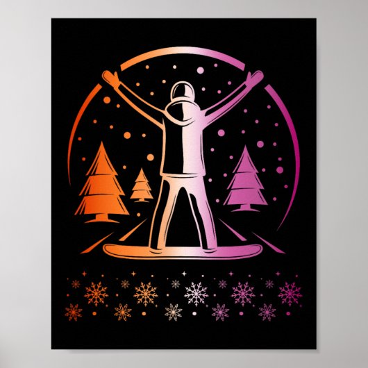 Lesbische Pride Subtiele LGBTQ Snowboarden Winter Poster (Voorkant)
