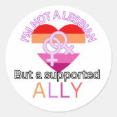 Lesbische pride supporter bondgenoot lgbt pride ma ronde sticker (Voorkant)