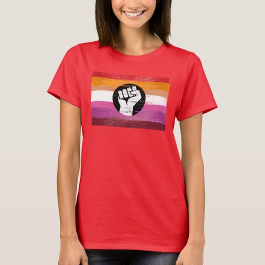 Lesbische Pride Verzetsvlag T-shirt (Voorkant)
