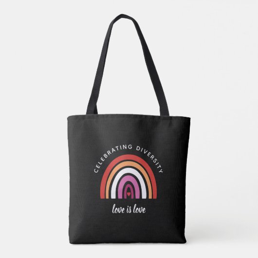Lesbische Pride Vier de diversiteit Love Is Love Tote Bag (Achterkant)