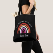 Lesbische Pride Vier de diversiteit Love Is Love Tote Bag (Dichtbij)