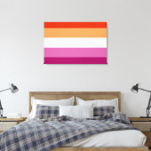 Lesbische Pride-vlag (5 Strepen) Canvas Afdruk (Insitu (Slaapkamer))