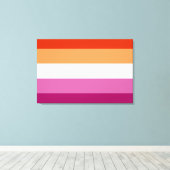 Lesbische Pride-vlag (5 Strepen) Canvas Afdruk (Insitu (Houten vloer))
