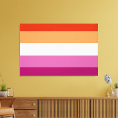 Lesbische Pride-vlag (5 Strepen) Canvas Afdruk (Insitu (Woonkamer))