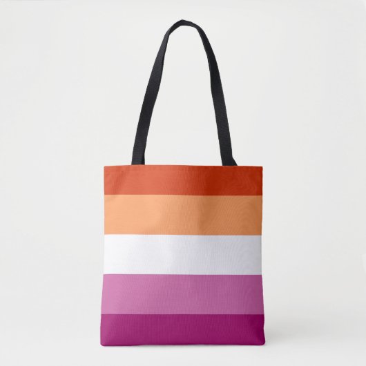 Lesbische Pride-vlag (5 Strepen) Tote Bag (Voorkant)