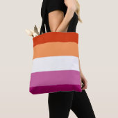 Lesbische Pride-vlag (5 Strepen) Tote Bag (Dichtbij)