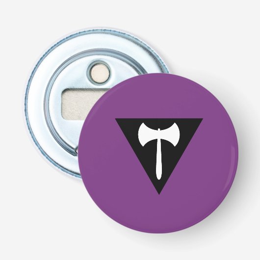 Lesbische Pride-vlag Button Flesopener (Voorkant)