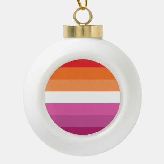 Lesbische Pride-vlag Keramische Bal Ornament (Voorkant)