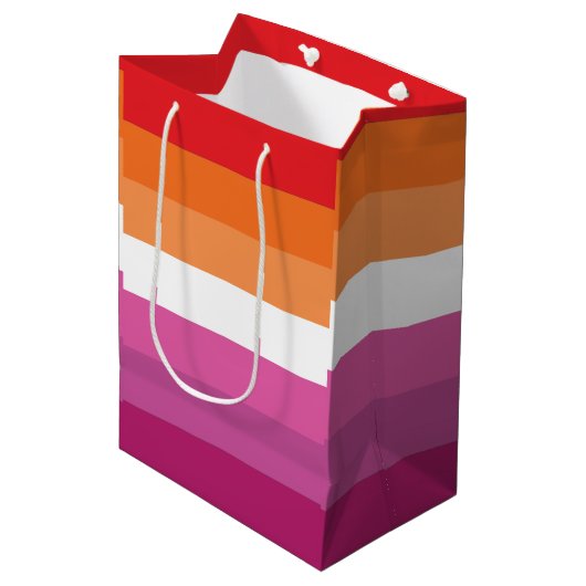 Lesbische Pride-vlag Medium Cadeauzakje (Voorkant Gekanteld)