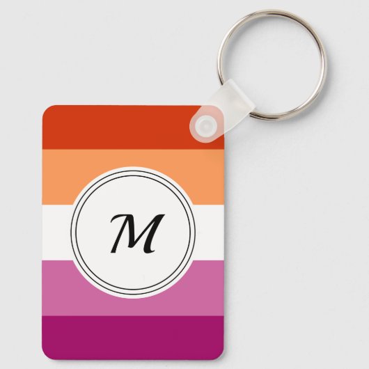 Lesbische pride vlag met een aangepaste initiaal s sleutelhanger (Achterkant)