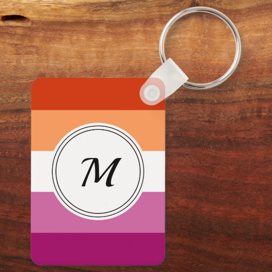 Lesbische pride vlag met een aangepaste initiaal s sleutelhanger (Achterkant)