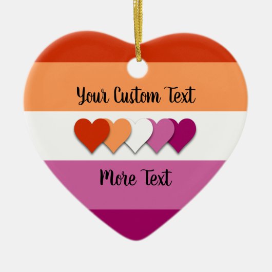 Lesbische pride vlag met tekst keramisch ornament (Voorkant)