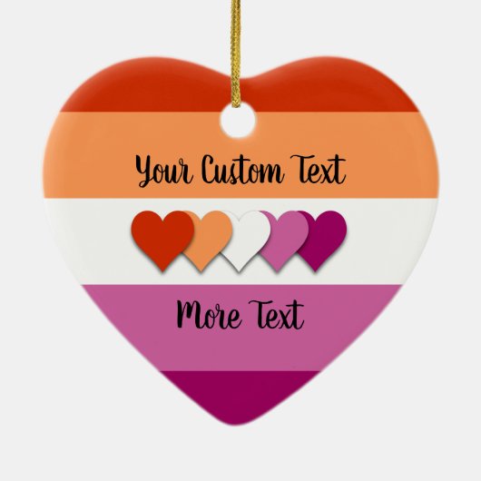Lesbische pride vlag met tekst keramisch ornament (Achterkant)