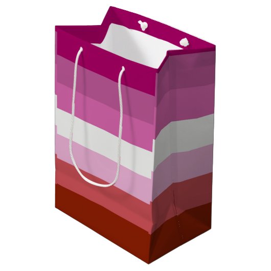 Lesbische Pride-vlag (Oorsprong) Medium Cadeauzakje (Voorkant Gekanteld)