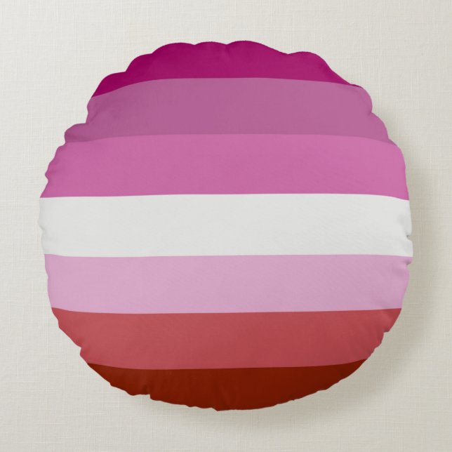 Lesbische Pride-vlag (Oorsprong) Rond Kussen (Voorkant)
