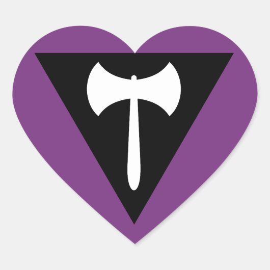 Lesbische Pride Vlag Paarse Bijl Hart Sticker (Voorkant)