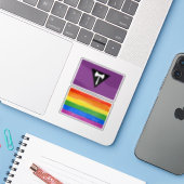 Lesbische Pride-vlag Paarse Bijl Sticker (Laptop met iPhone)