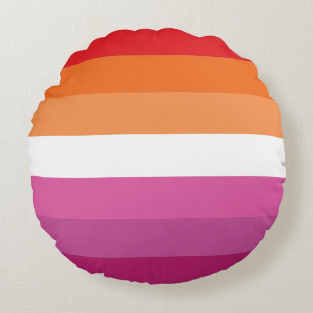 Lesbische Pride-vlag Rond Kussen (Voorkant)
