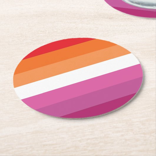Lesbische Pride-vlag Ronde Kartonnen Onderzetter (Gebogen)