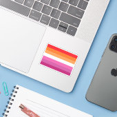 Lesbische Pride-vlag Sticker (Laptop met iPhone)