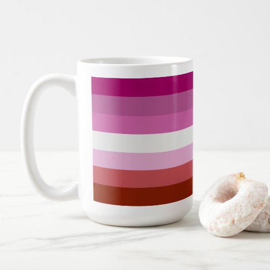 Lesbische Pride-vlag strepen Koffiemok (Met donut)