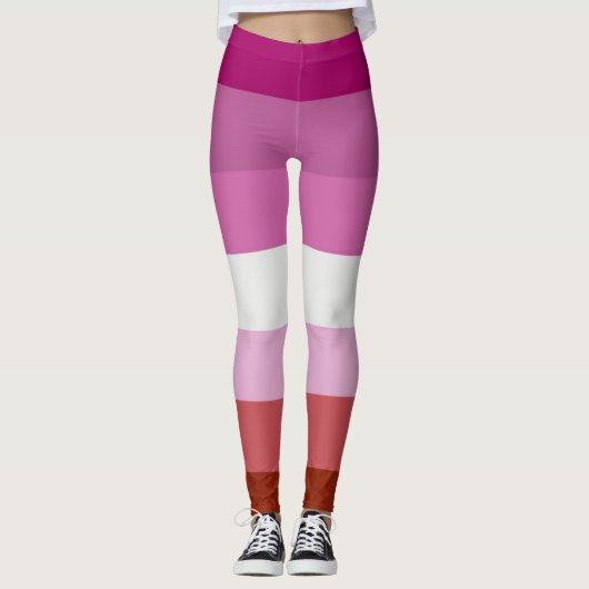 Lesbische Pride-vlag strepen Leggings (Voorkant)