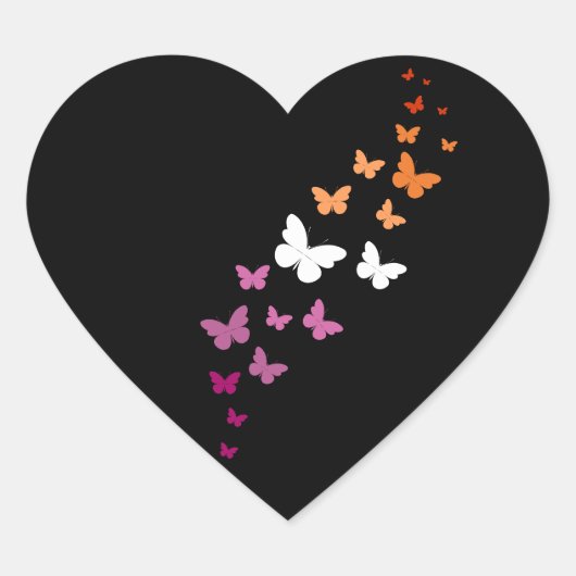 Lesbische Pride Vlinderpad Hart Sticker (Voorkant)