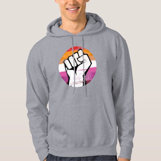 Lesbische Pride Vuist Cirkelprint Hoodie (Voorkant)