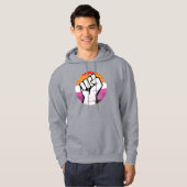 Lesbische Pride Vuist Cirkelprint Hoodie (Voorkant volledig)