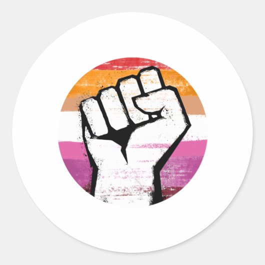 Lesbische Pride Vuist Cirkelprint Ronde Sticker (Voorkant)