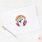 Lesbische Pride Vuist Cirkelprint Ronde Sticker (Envelop)
