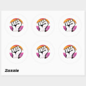 Lesbische Pride Vuist Cirkelprint Ronde Sticker (Vel)