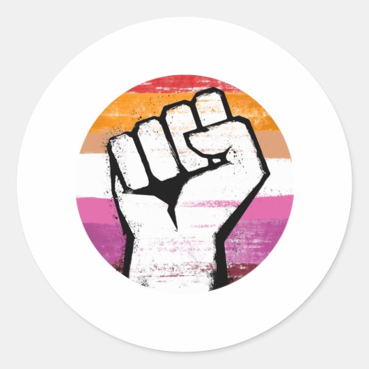Lesbische Pride Vuist Cirkelprint Ronde Sticker (Voorkant)