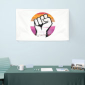 Lesbische Pride Vuist Cirkelprint Spandoek (Beurs)