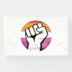 Lesbische Pride Vuist Cirkelprint Spandoek