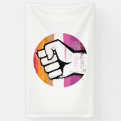 Lesbische Pride Vuist Cirkelprint Spandoek (Verticaal)