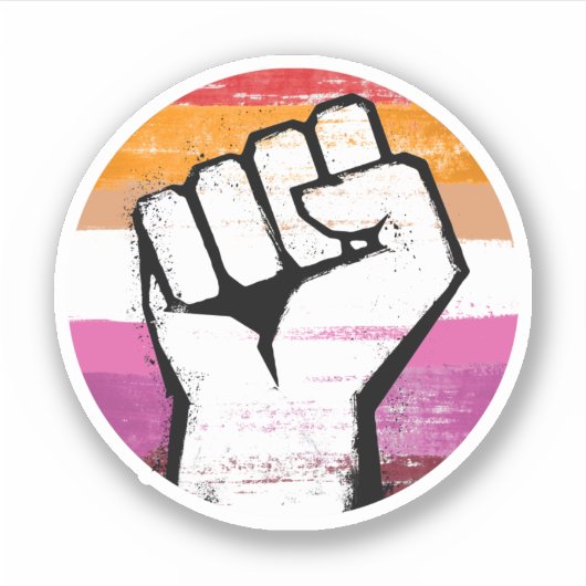 Lesbische Pride Vuist Cirkelprint Sticker (Voorkant)