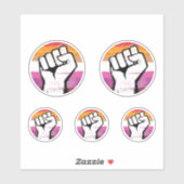 Lesbische Pride Vuist Cirkelprint Sticker (Vel)