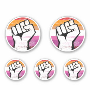 Lesbische Pride Vuist Cirkelprint Sticker