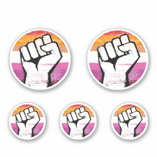 Lesbische Pride Vuist Cirkelprint Sticker (Voorkant)