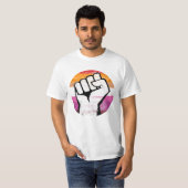 Lesbische Pride Vuist Cirkelprint T-shirt (Voorkant volledig)