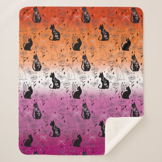 Lesbische Pride Zwarte Kat - Mystieke Heks Sherpa Deken (Voorkant)