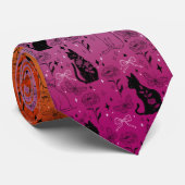 Lesbische Pride Zwarte Kat - Mystieke Heks Stropdas (Opgerold)