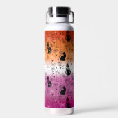 Lesbische Pride Zwarte Kat - Mystieke Heks Waterfles (Achterkant)