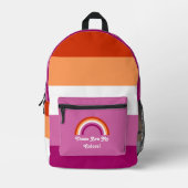 Lesbische pridevlag en regenboog met aangepaste te bedrukte rugzak (Voorkant)