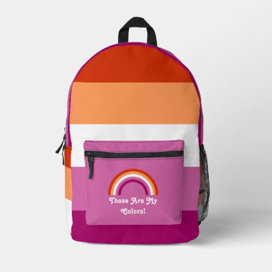 Lesbische pridevlag en regenboog met aangepaste te bedrukte rugzak (Voorkant)