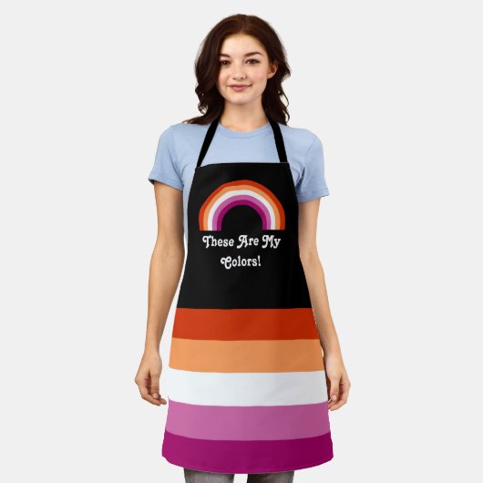 Lesbische pridevlag en regenboog met aangepaste te schort (Gedragen)