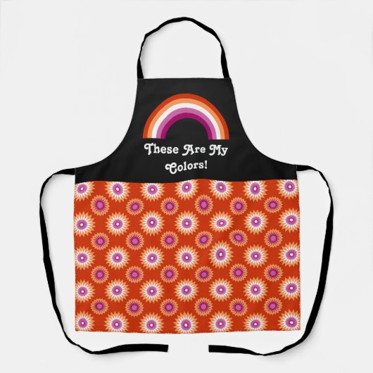 Lesbische pridevlag en regenboog met tekst schort (Voorkant)