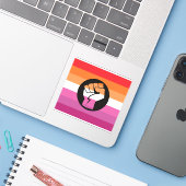 Lesbische protestvlag sticker (Laptop met iPhone)